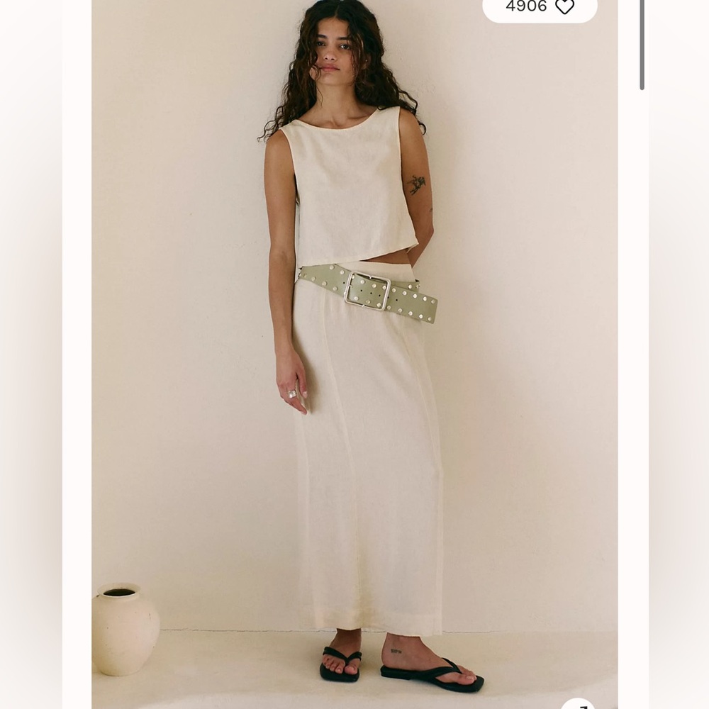 NWT Elegant Cream Maxi Skirt Mon Cheri Linen Set